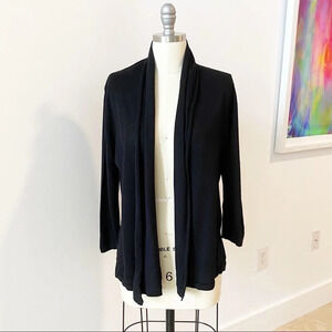 August Silk Black Linen Draped cardigan Sweater